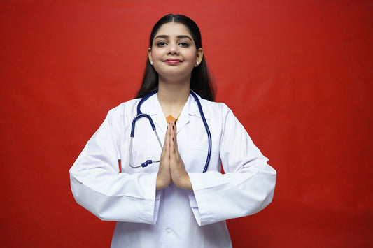 a person in a white coat