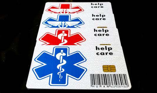 A medical id card with medical symbols on it