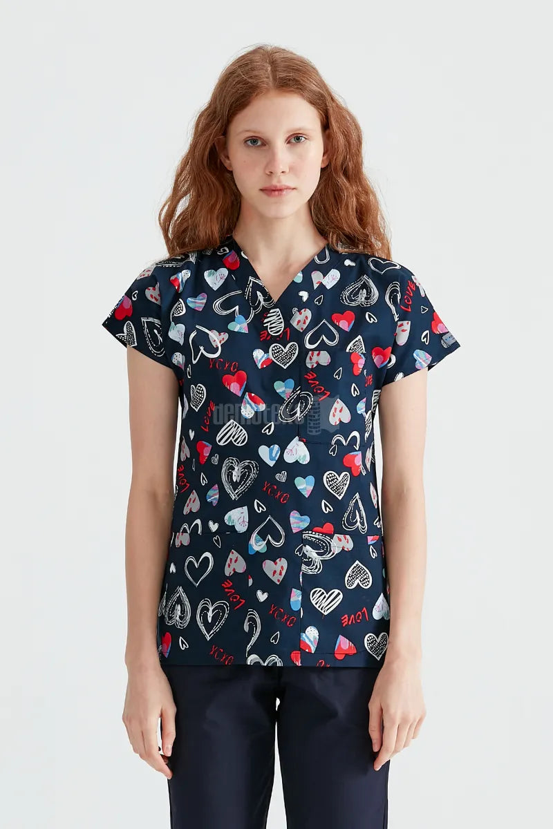Navy Love - Női - Elasztán Blúz Nyomattal