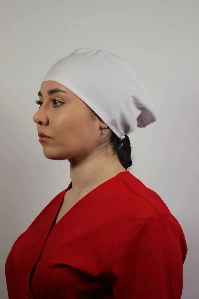 Fehér unisex orvosi sapka – sebészeti kalap alapszín