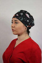 Fekete unisex orvosi sapka – sebészeti kalap bolygómintával